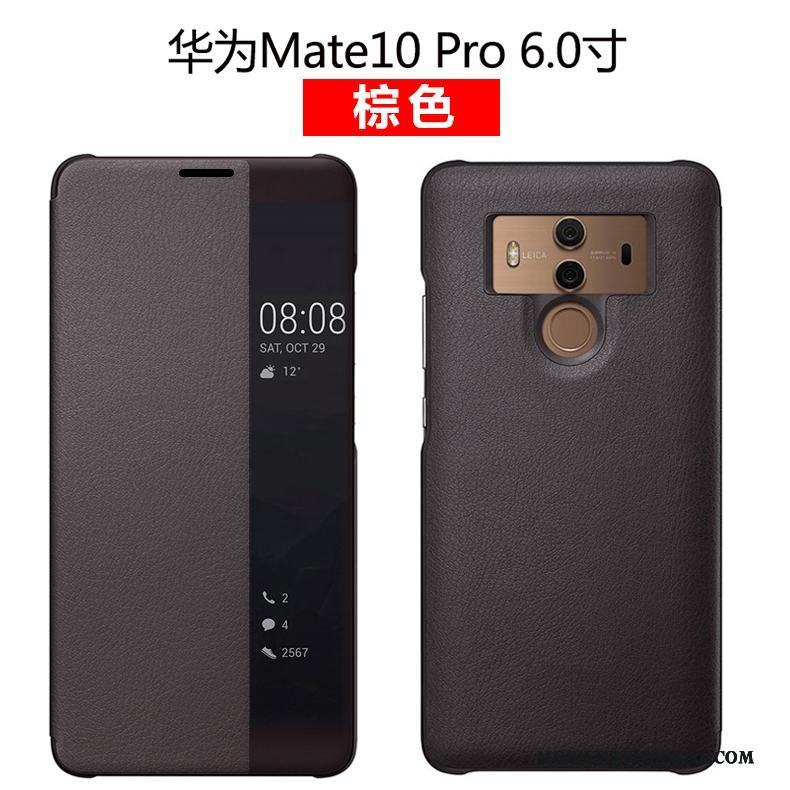 Huawei Mate 10 Pro Fodral Clamshell Skydd Läderfodral Äkta Läder Grön Skal Telefon