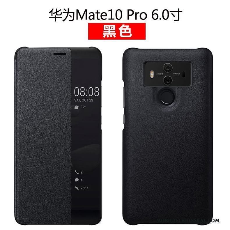 Huawei Mate 10 Pro Fodral Clamshell Skydd Läderfodral Äkta Läder Grön Skal Telefon