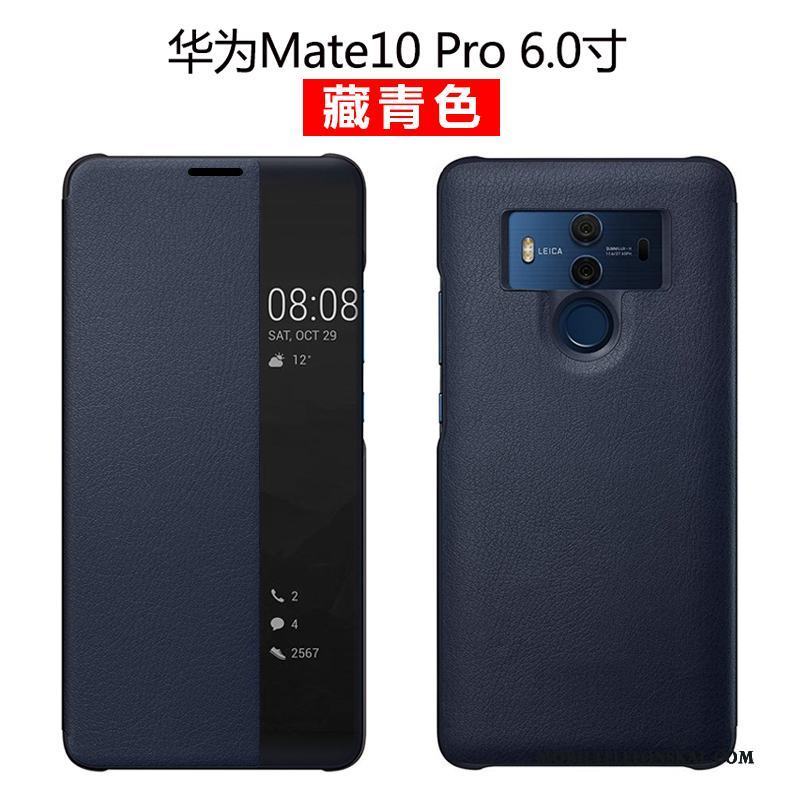 Huawei Mate 10 Pro Fodral Clamshell Skydd Läderfodral Äkta Läder Grön Skal Telefon