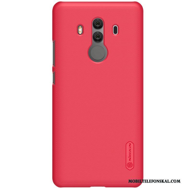 Huawei Mate 10 Pro Fodral Skal Telefon Röd Nubuck Skydd Guld