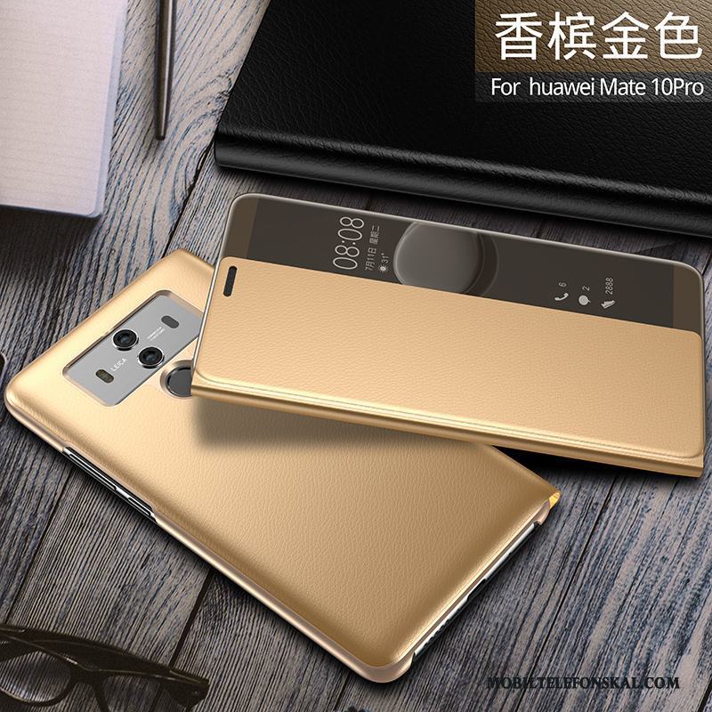 Huawei Mate 10 Pro Skal Telefon Skydd Fodral All Inclusive Läderfodral Guld Täcka