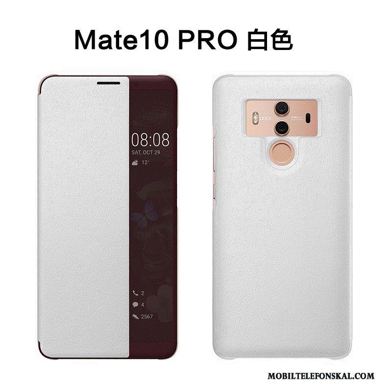 Huawei Mate 10 Pro Skydd Fallskydd Skal Telefon Läderfodral Clamshell