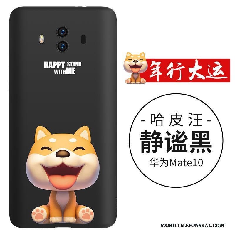 Huawei Mate 10 Skal Tecknat Tunn Hund Silikon Svart Fodral Fallskydd