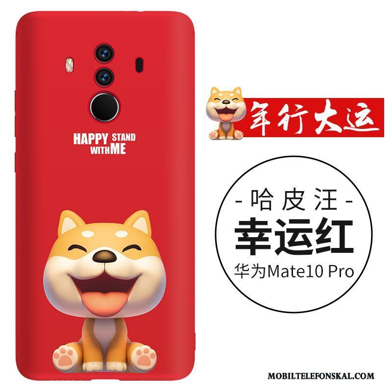 Huawei Mate 10 Skal Tecknat Tunn Hund Silikon Svart Fodral Fallskydd