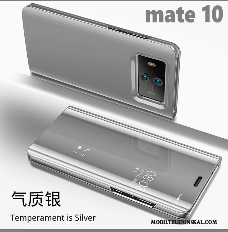 Huawei Mate 10 Skal Telefon Support Svart Fodral Täcka Fallskydd Läderfodral