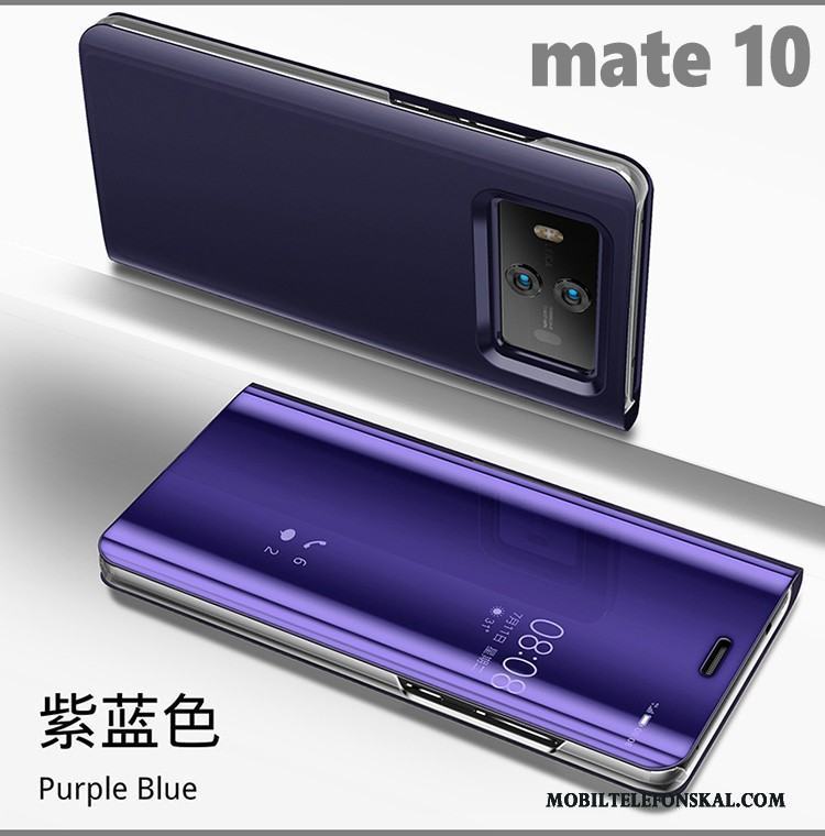 Huawei Mate 10 Skal Telefon Support Svart Fodral Täcka Fallskydd Läderfodral