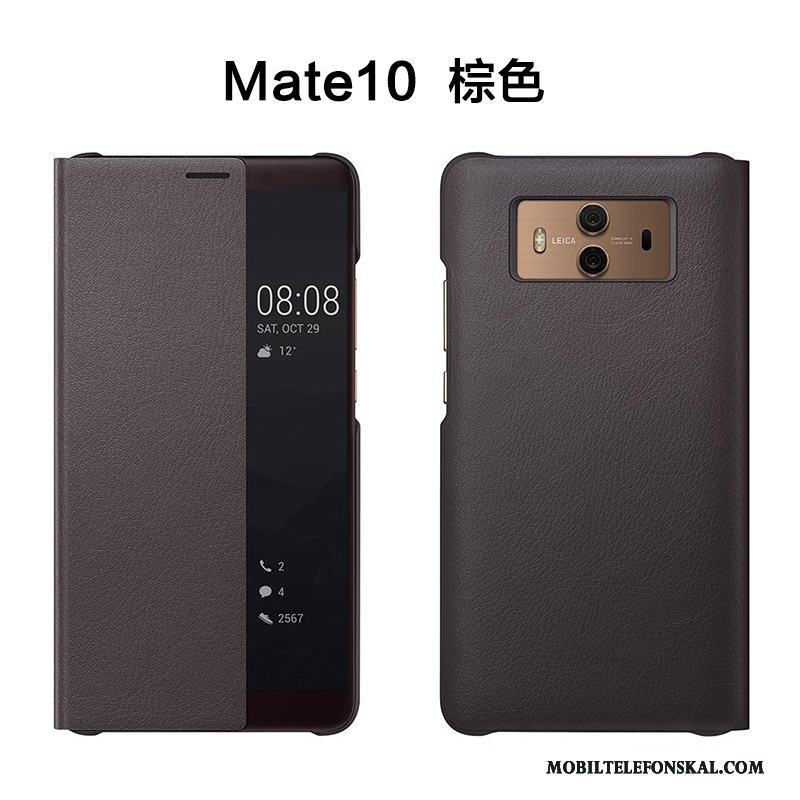 Huawei Mate 10 Skydd Fodral Fallskydd Clamshell Skal Telefon Rosa Guld Läderfodral