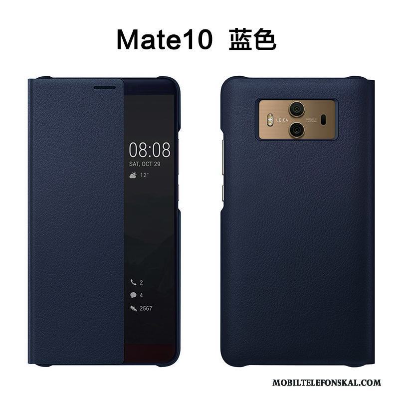 Huawei Mate 10 Skydd Fodral Fallskydd Clamshell Skal Telefon Rosa Guld Läderfodral