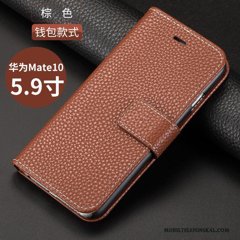 Huawei Mate 10 Skydd Skal Telefon Täcka Fallskydd Guld Läderfodral All Inclusive