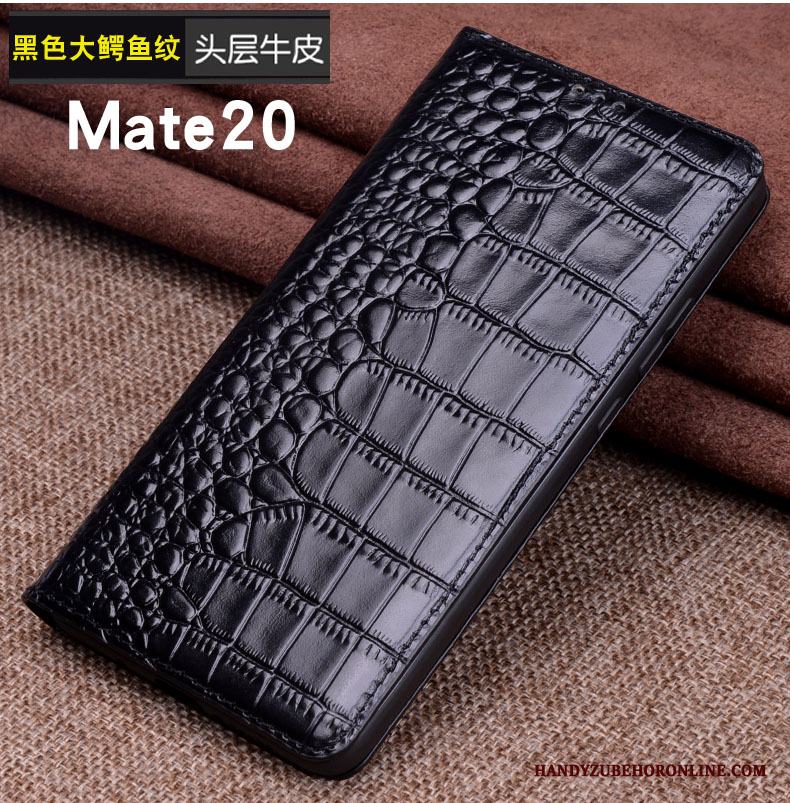 Huawei Mate 20 Fodral Skydd Svart Läderfodral Mobil Telefon Skal