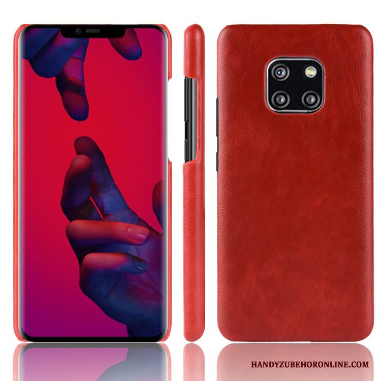 Huawei Mate 20 Rs Litchi Läder Röd Mönster Skal Telefon Skydd Kvalitet