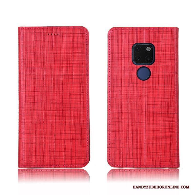 Huawei Mate 20 Röd Skal Telefon Äkta Läder Läderfodral Skydd Fallskydd All Inclusive