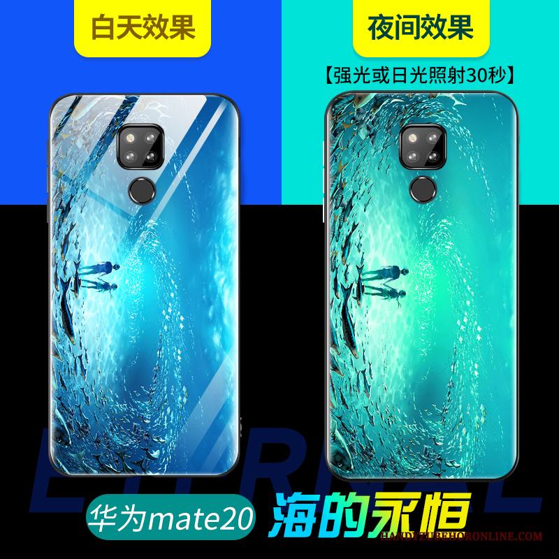Huawei Mate 20 Skal Personlighet Blå Skydd Mjuk Glas Nubuck Net Red