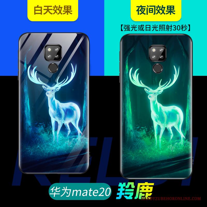 Huawei Mate 20 Skal Personlighet Blå Skydd Mjuk Glas Nubuck Net Red