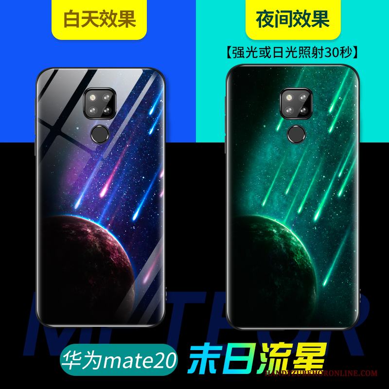 Huawei Mate 20 Skal Personlighet Blå Skydd Mjuk Glas Nubuck Net Red