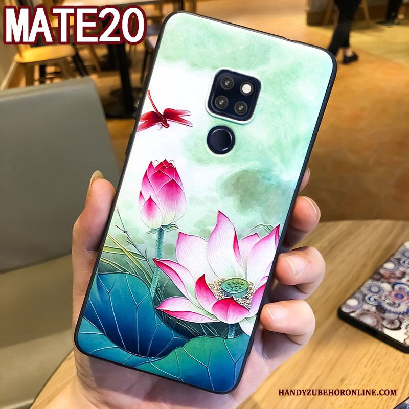 Huawei Mate 20 Skal Silikon Fallskydd Kreativa Personlighet Blå Lättnad Kinesisk Stil