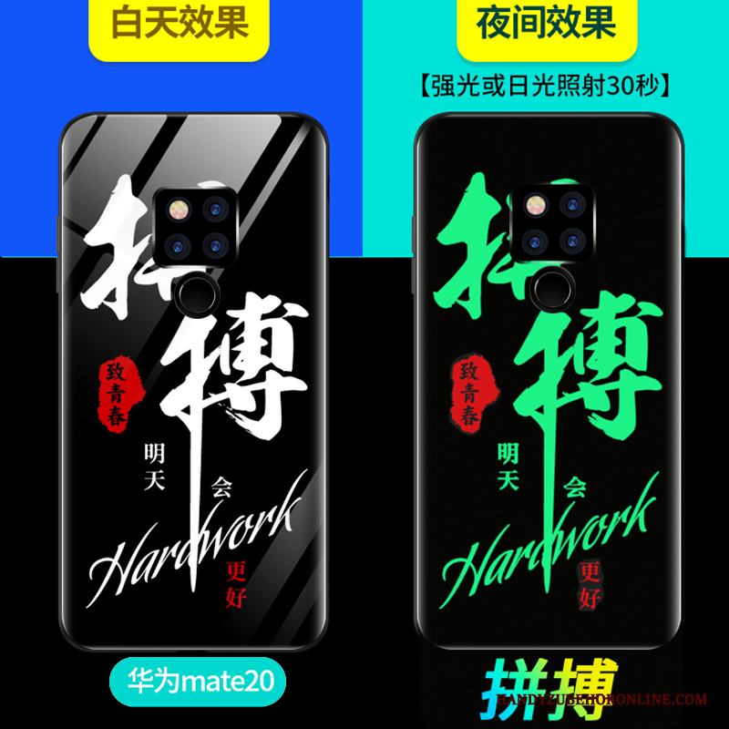Huawei Mate 20 Skal Svart Fodral Mjuk Personlighet Glas Skydd Fallskydd