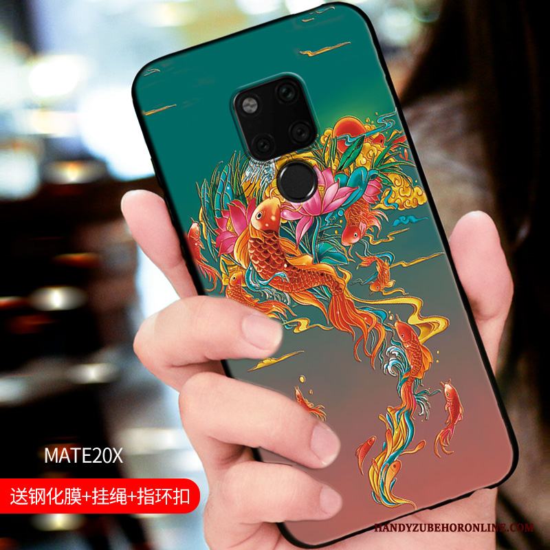 Huawei Mate 20 X Skal Ny Lättnad Fodral Trend Trend Varumärke Hängsmycken Nubuck