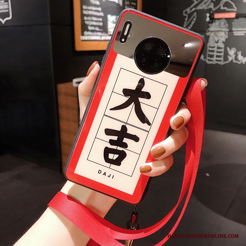 Huawei Mate 30 Hängsmycken Ny Kinesisk Stil Röd Glas Skal Telefon