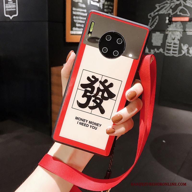 Huawei Mate 30 Hängsmycken Ny Kinesisk Stil Röd Glas Skal Telefon