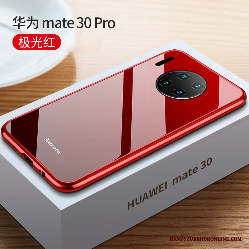 Huawei Mate 30 Pro Frame Fallskydd Skal Metall Slim Net Red Fodral