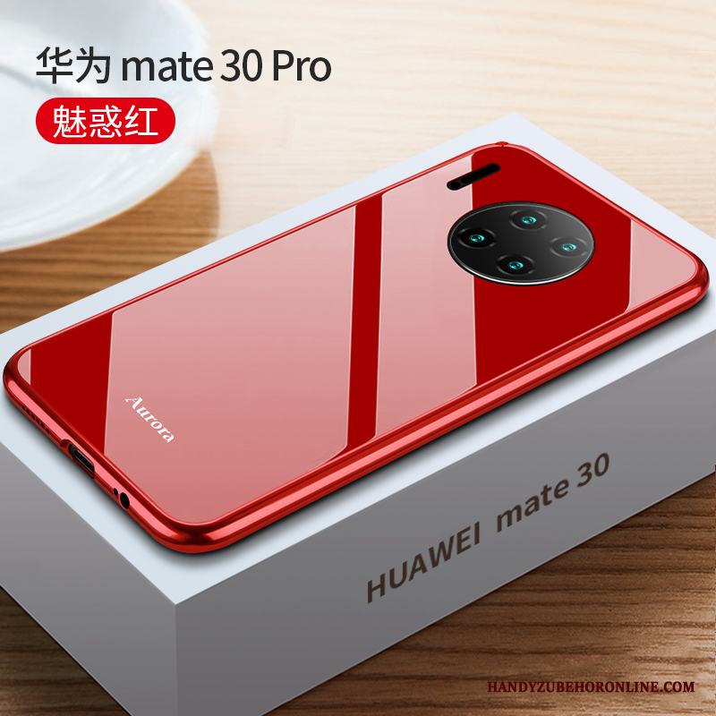 Huawei Mate 30 Pro Frame Fallskydd Skal Metall Slim Net Red Fodral