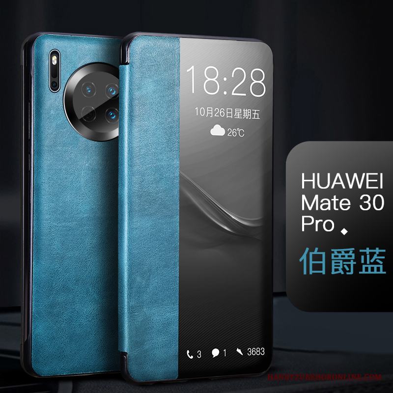 Huawei Mate 30 Pro Skal Grön Skydd Äkta Läder Täcka Fodral Fallskydd Ny