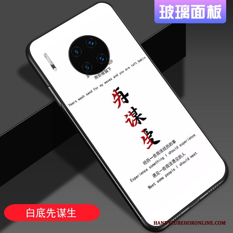 Huawei Mate 30 Pro Skal Telefon Trend Varumärke Par Glas Fallskydd Enkel Spegel