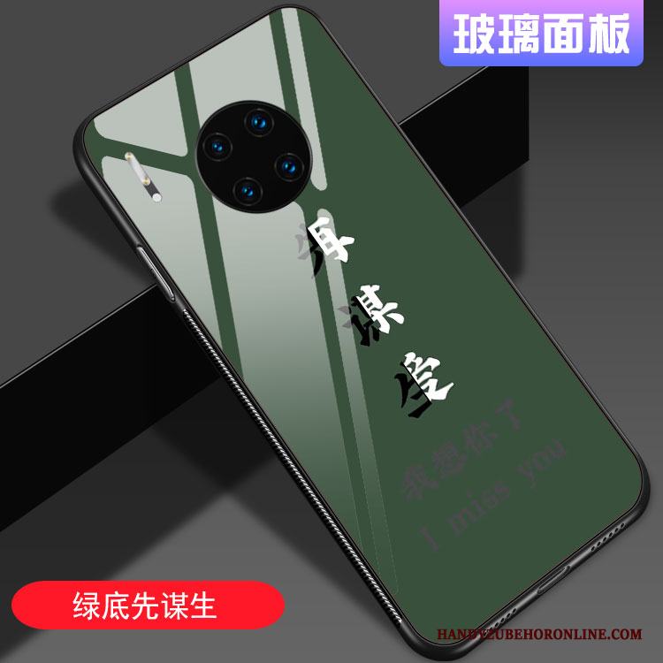 Huawei Mate 30 Pro Skal Telefon Trend Varumärke Par Glas Fallskydd Enkel Spegel