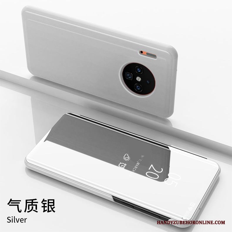 Huawei Mate 30 Pro Support Spegel Skydd Läderfodral Blå Skal Telefon Kreativa