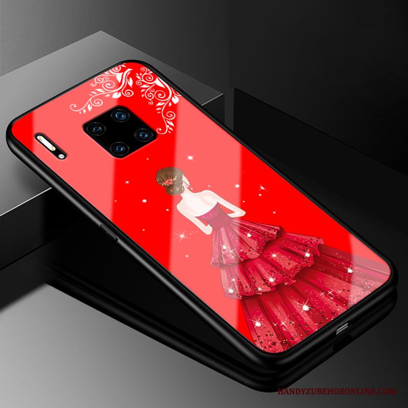 Huawei Mate 30 Rs Röd Glas Tråd Skal Telefon Skydd
