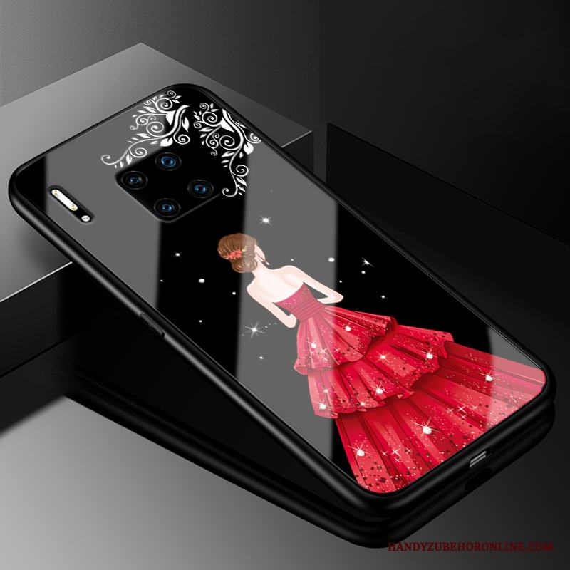 Huawei Mate 30 Rs Röd Glas Tråd Skal Telefon Skydd