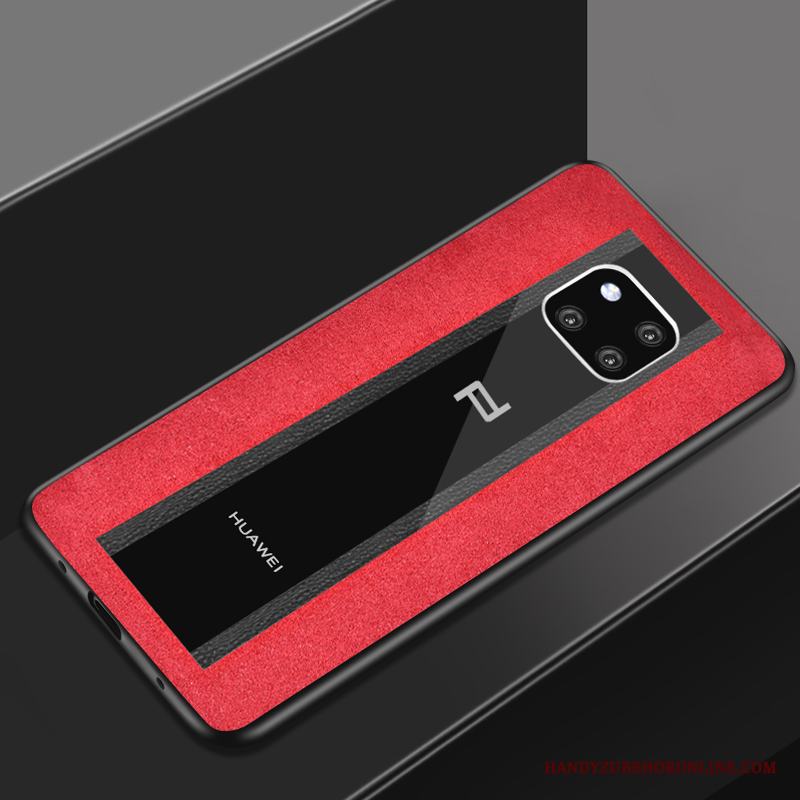 Huawei Mate 30 Rs Röd Skydd Fallskydd Fodral Skal Telefon Sämskskinn Glas
