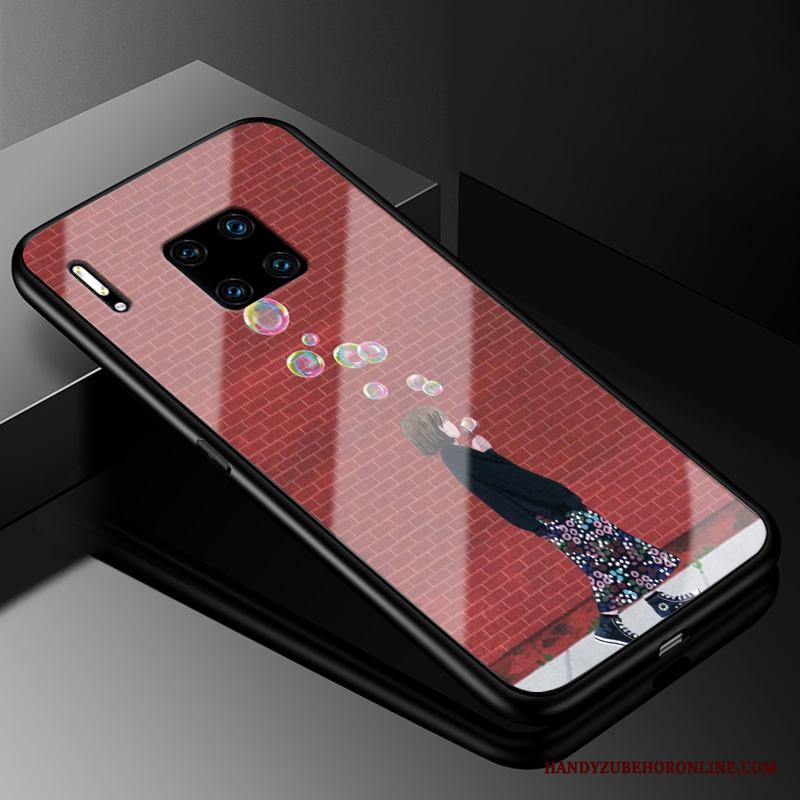 Huawei Mate 30 Rs Skydd Skal Telefon Glas Fodral Röd
