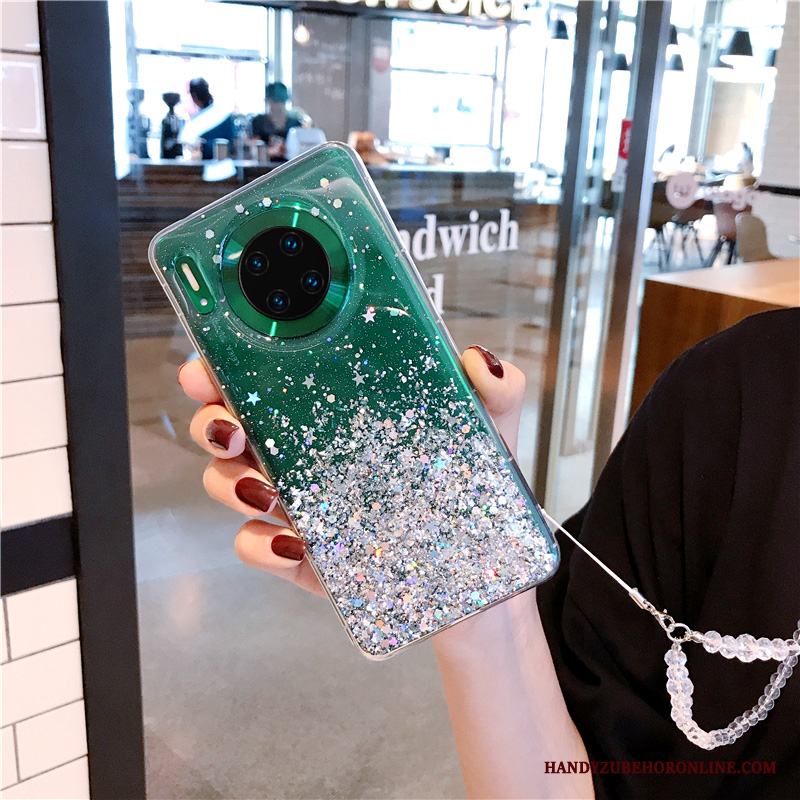 Huawei Mate 30 Silver Lyxiga Skal Transparent Grön Kreativa Skydd