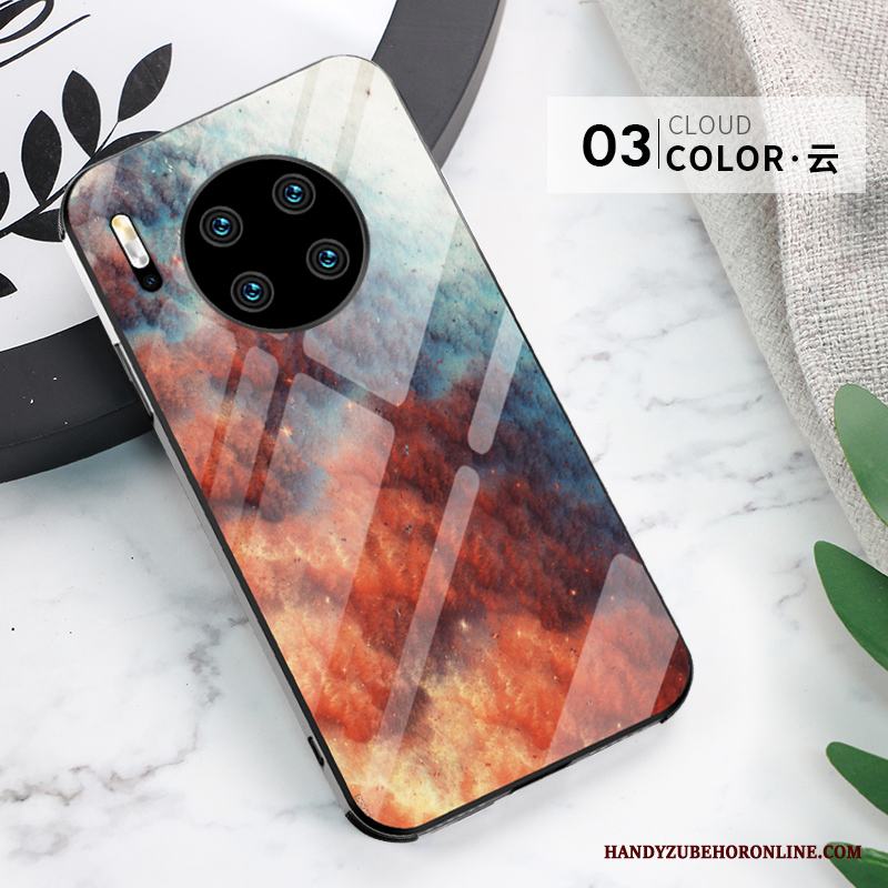 Huawei Mate 30 Skal Glas Högt Utbud Spegel Ny Fallskydd Net Red Gul