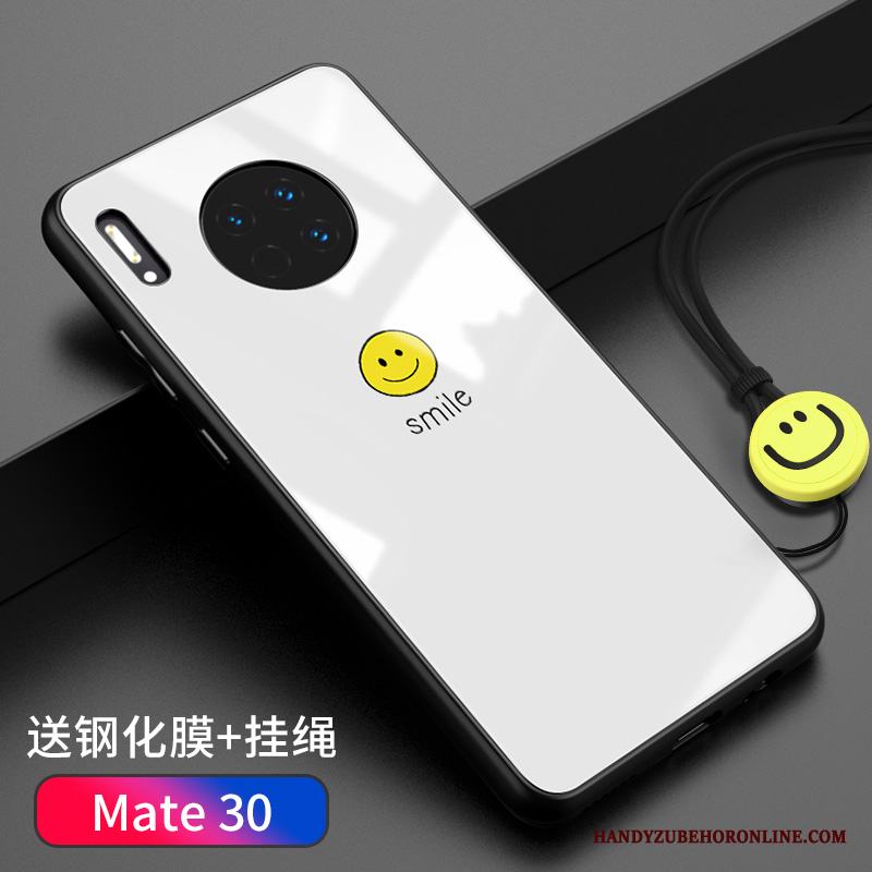 Huawei Mate 30 Skal Personlighet Härdat Glas Slim Fallskydd Kreativa Vit All Inclusive