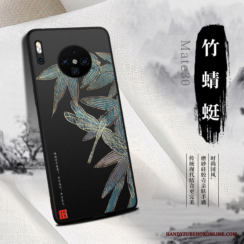 Huawei Mate 30 Skydd Fodral Fallskydd Nubuck Skal Kinesisk Stil Net Red