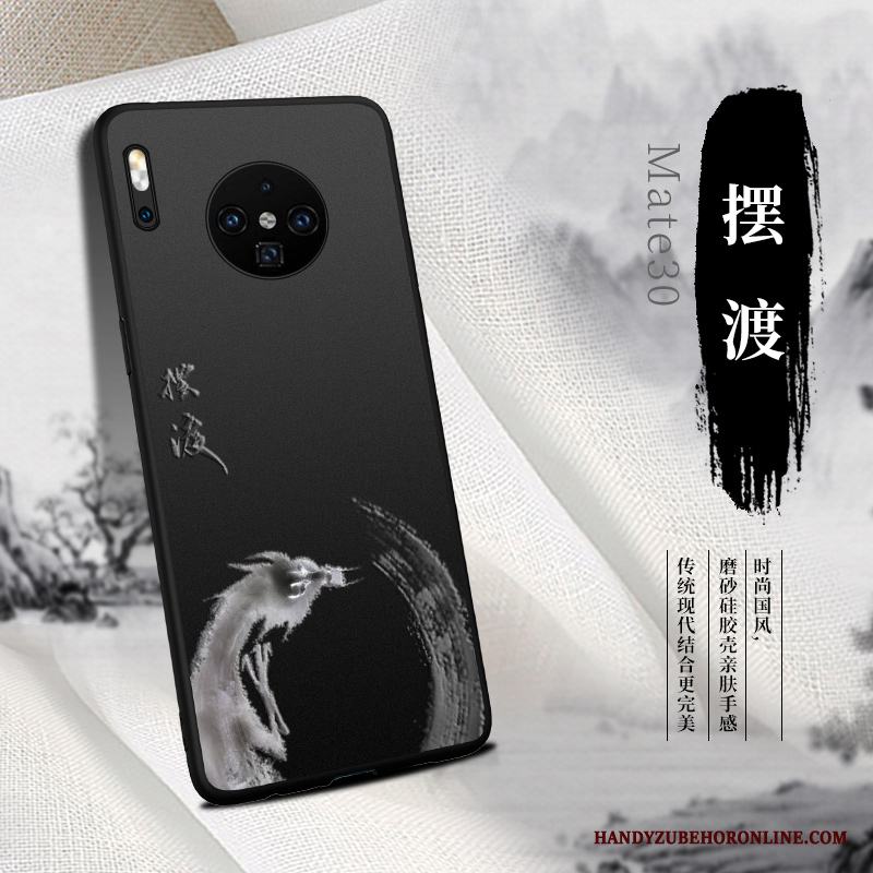 Huawei Mate 30 Skydd Fodral Fallskydd Nubuck Skal Kinesisk Stil Net Red