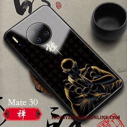 Huawei Mate 30 Vit Glas Kinesisk Stil Autentiska Skal Telefon