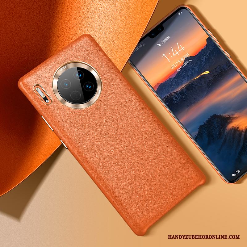 Huawei Mate 30 Äkta Läder Fodral Skal Telefon All Inclusive Orange Fallskydd Högt Utbud