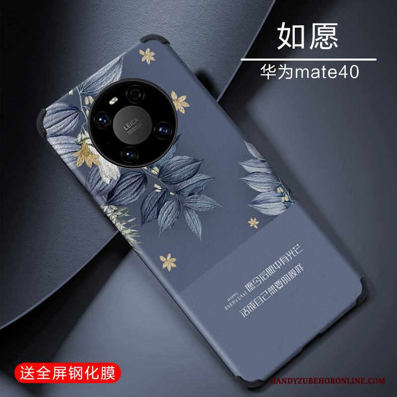 Huawei Mate 40 Personlighet Skal Telefon Lättnad Silikon Enkel Blå Vacker