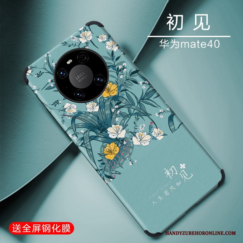 Huawei Mate 40 Personlighet Skal Telefon Lättnad Silikon Enkel Blå Vacker