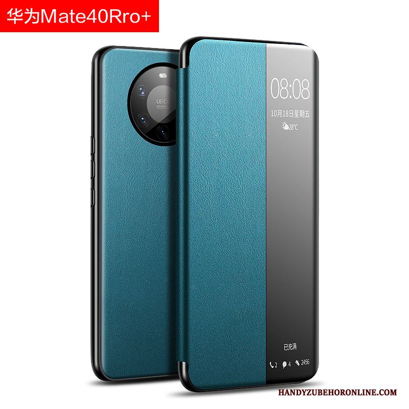 Huawei Mate 40 Pro+ Fallskydd All Inclusive Slim Clamshell Läderfodral Purpur Skal Telefon