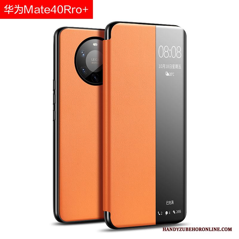 Huawei Mate 40 Pro+ Fallskydd All Inclusive Slim Clamshell Läderfodral Purpur Skal Telefon