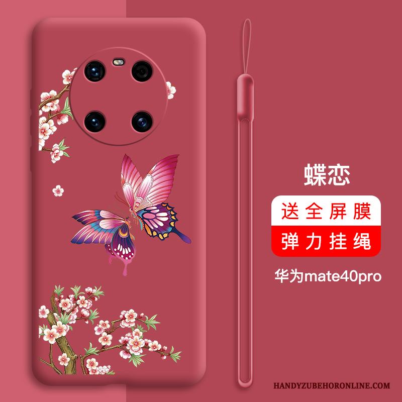 Huawei Mate 40 Pro Fallskydd Skal Telefon Silikon Slim Net Red Fodral Röd