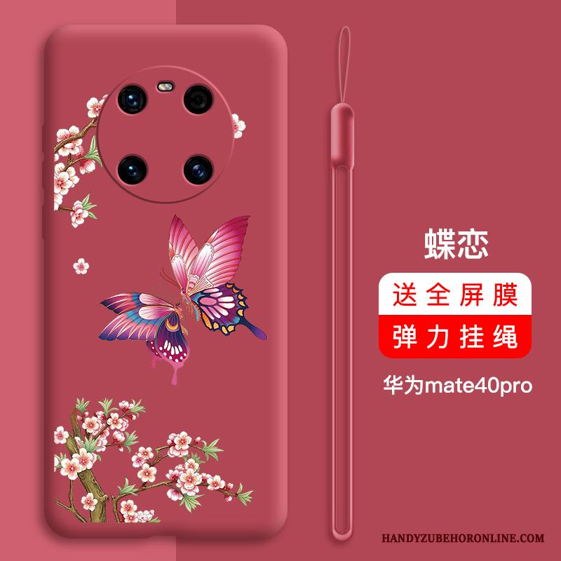 Huawei Mate 40 Pro Fallskydd Skal Telefon Silikon Slim Net Red Fodral Röd