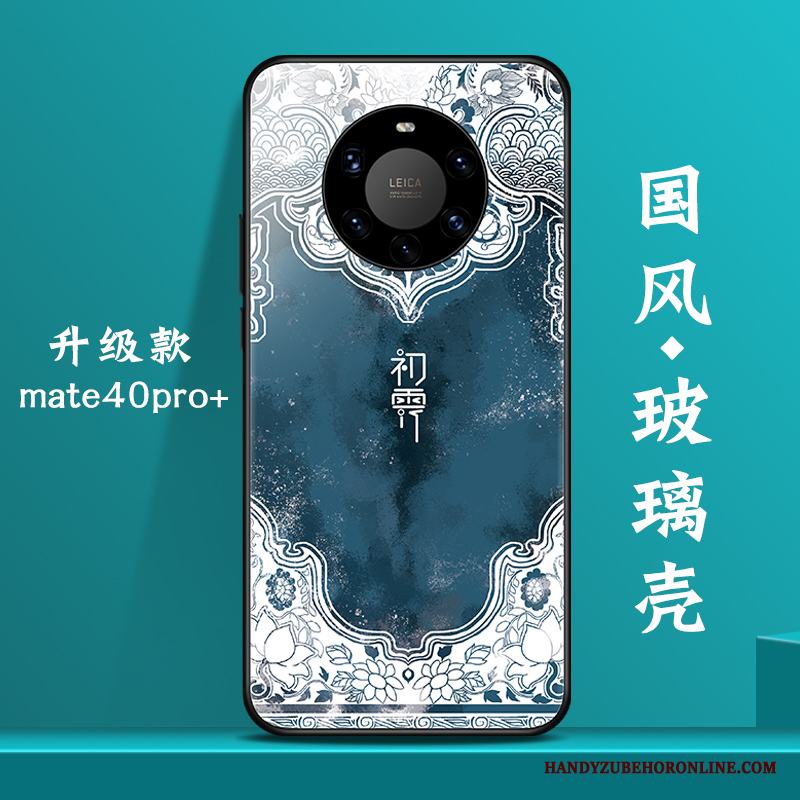 Huawei Mate 40 Pro+ Ny Personlighet Glas Vit Trend Skal Telefon Kinesisk Stil