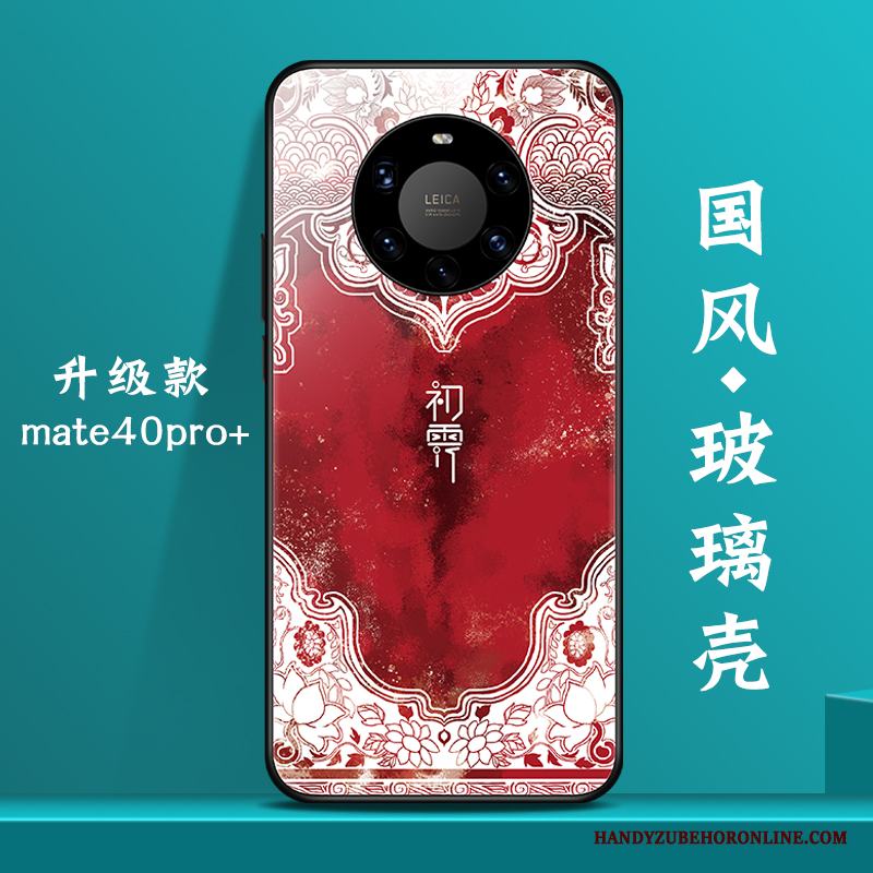 Huawei Mate 40 Pro+ Ny Personlighet Glas Vit Trend Skal Telefon Kinesisk Stil