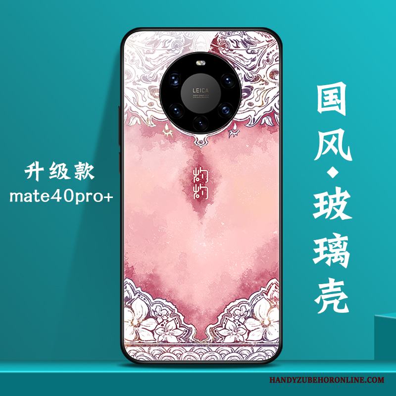 Huawei Mate 40 Pro+ Ny Personlighet Glas Vit Trend Skal Telefon Kinesisk Stil